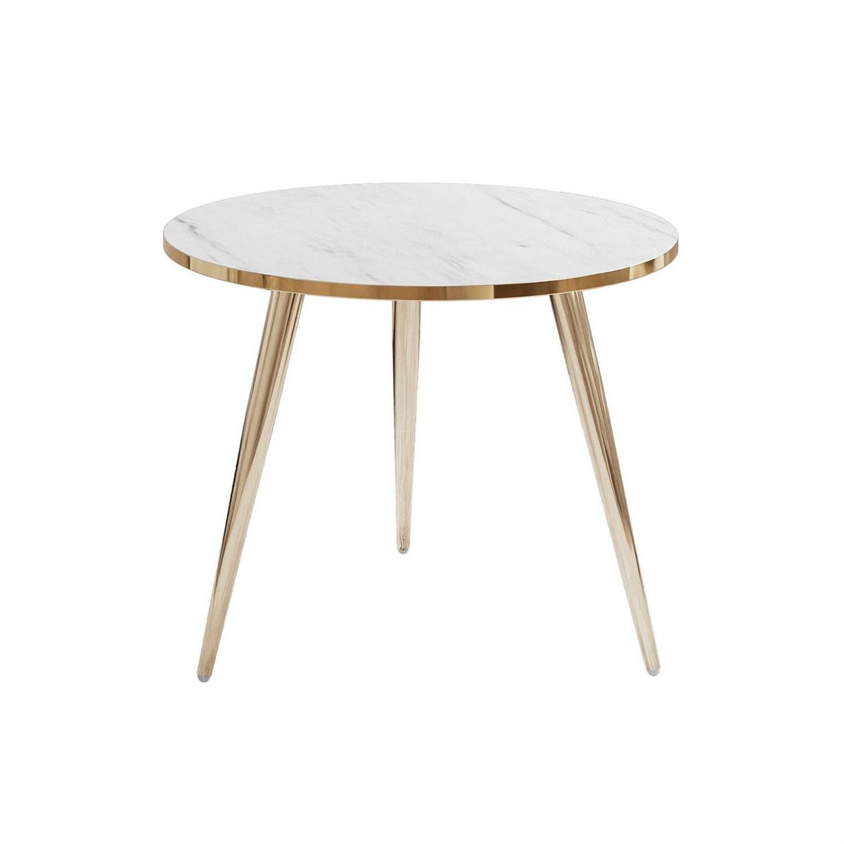 COUCHTISCH SOLEIL GOLD Weiß Marmor, 50cm - Weiß, Holzwerkstoff (70/50/47cm) - Lookway