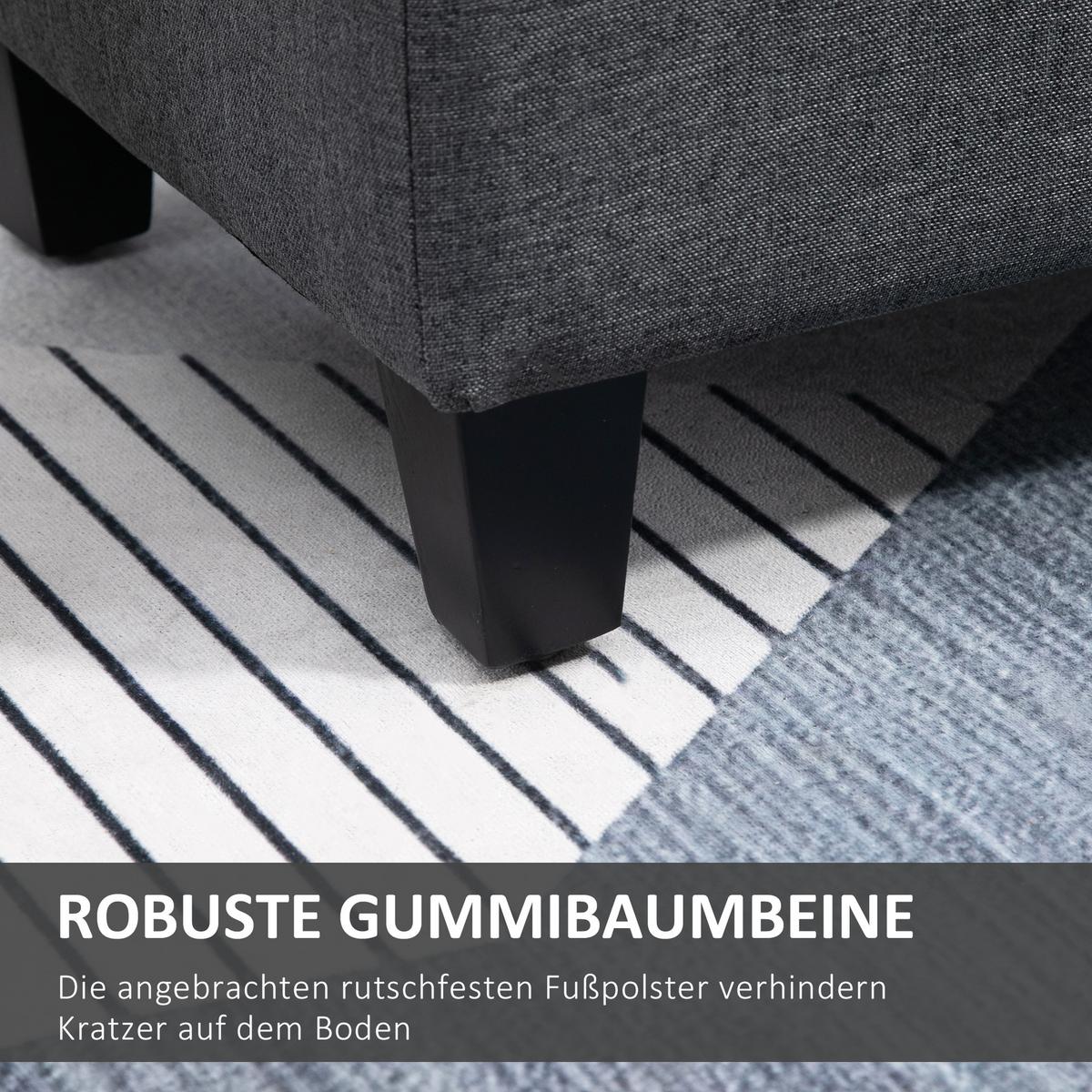 TRUHENBANK leinenartiges Polyester holz Dunkelgrau - Dunkelgrau, Kunststoff (40/44/100cm) - HOMCOM