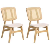 ESSZIMMERSTUHL 2er-Set Hellbeige/Hellbraun Alcova - Hellbraun/Beige, Holz (51/93/54cm) - Beliani