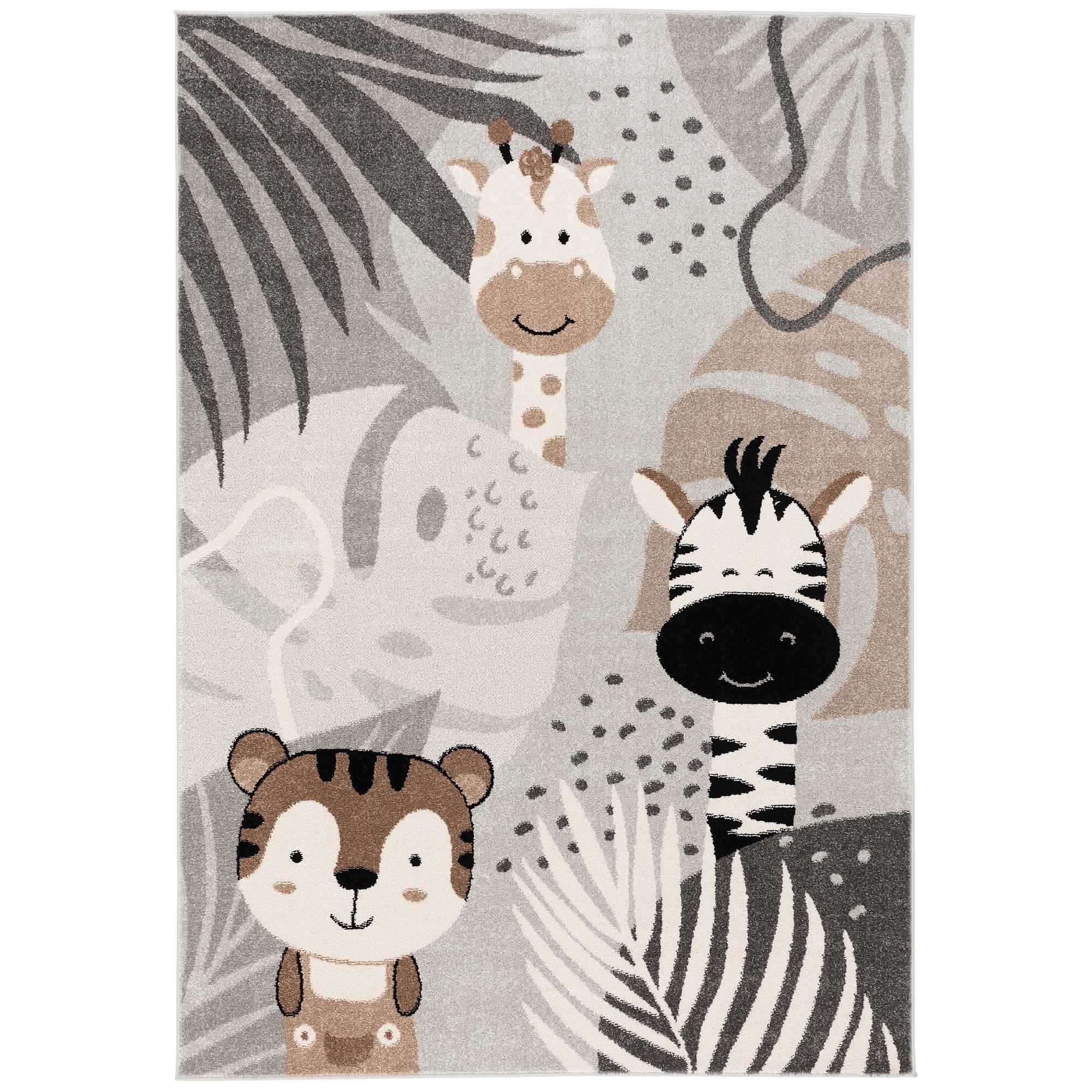 KINDER TEPPICH SOFTSTAR KIDS SAFARI FRIENDS - Grau, Textil (140/200cm) - Pergamon