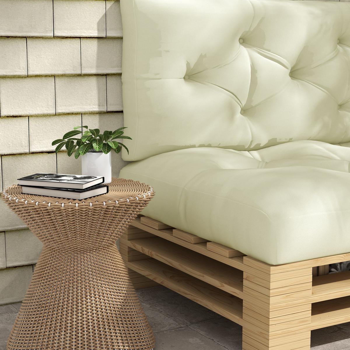 SITZKISSEN 2er Set Polyester Cremeweiß - Creme, Textil (80/12/120cm) - Outsunny