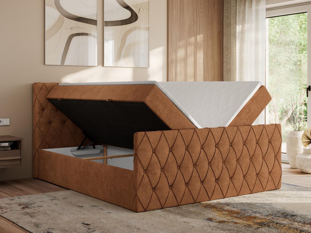 BOXBETT MIREN DUO 120/200 - Orange Strukture - H4 - Orange, Holz/Textil (120/200cm) - MKS