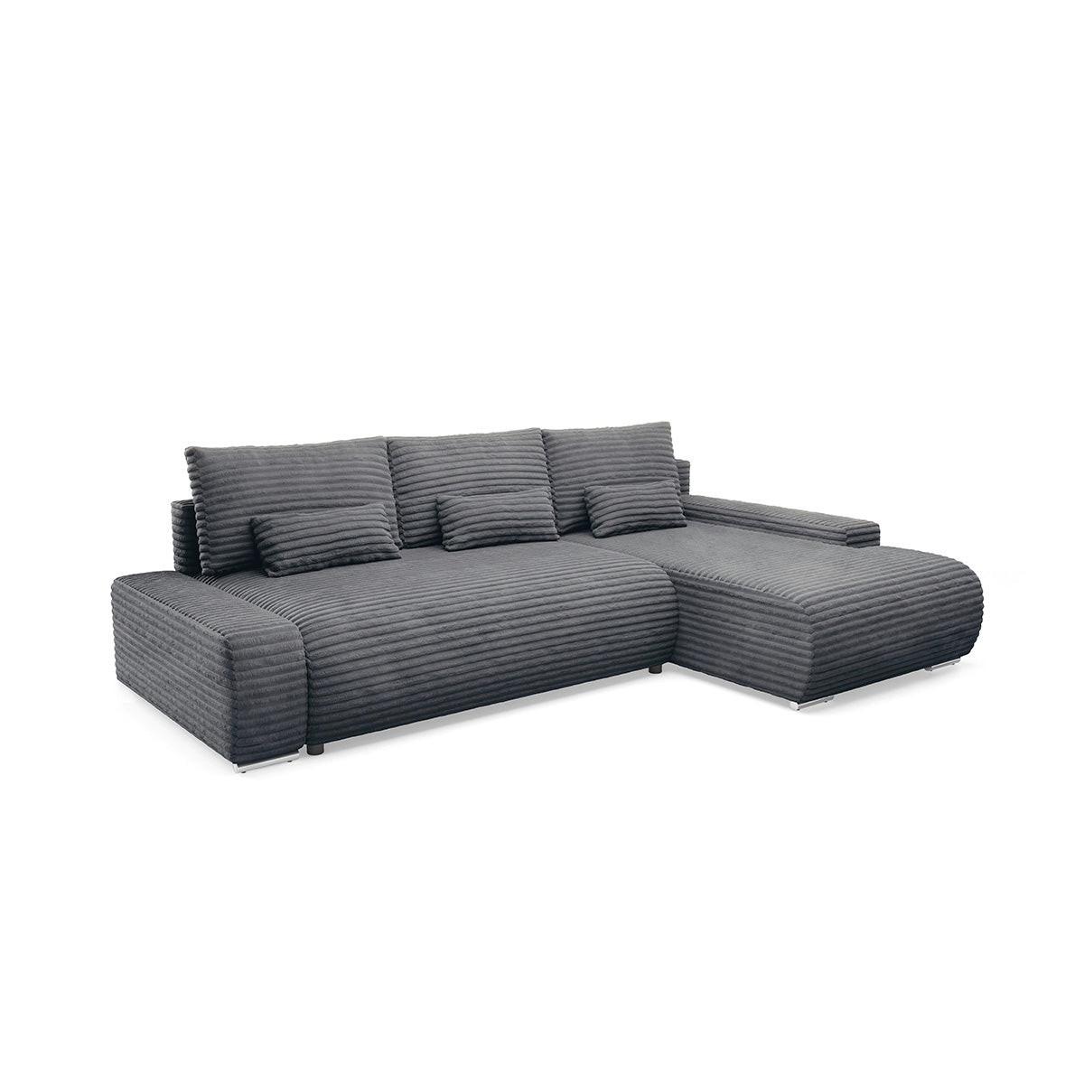 ECKSOFA Ivana 3 Sitzplätze Dunkelgrau - Grau, Holz (265/172cm) - Petits-meubles