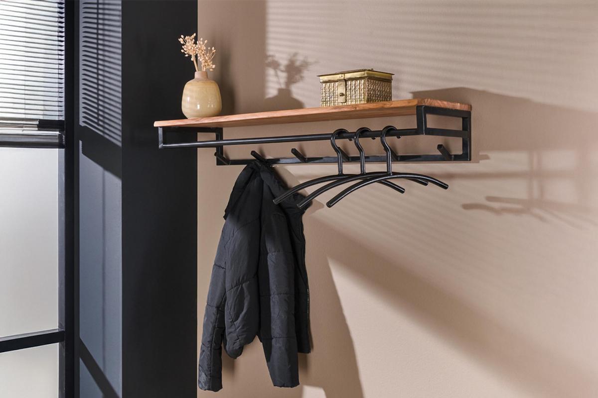 GARDEROBE ELIARA Schwarz Akazie - Schwarz, Metall (100/17/35cm) - KAWOLA