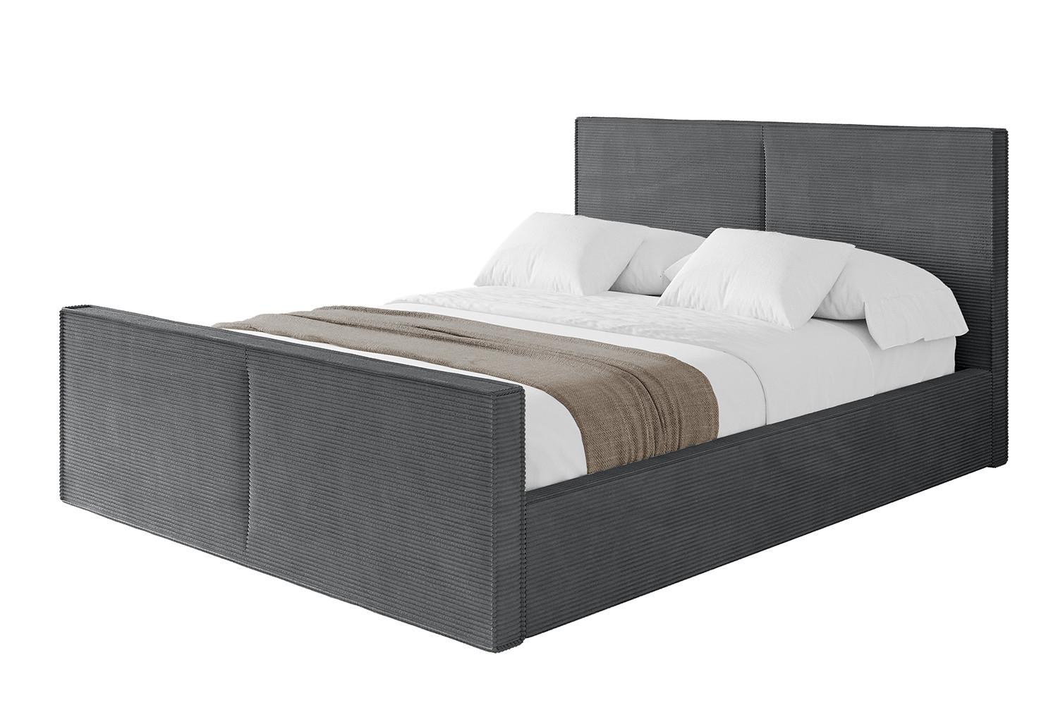 POLSTERBETT mit Bettkasten, Fußteil und Lattenrost, Boxbett ohne Matratze - VANTO-Z 180x200 Dunkelgrau - Anthrazit, Holzwerkstoff/Textil (180/200cm) - ALTDECOR