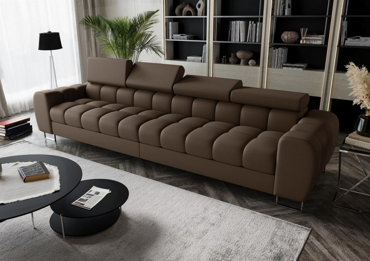 SOFA 4-sitzer Bastien In Stoff Terra - Braun, Holzwerkstoff/Textil (335/95/97cm) - Fun Möbel