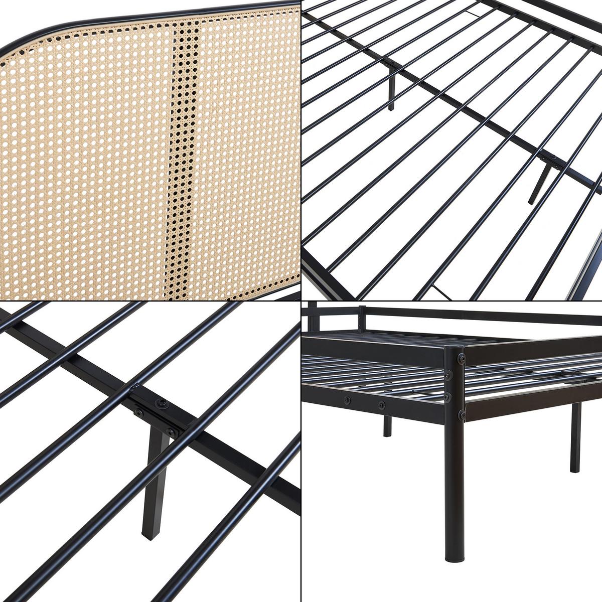 METALLBETT Linköping - Beige/Schwarz, Metall (160/200cm) - [en.casa]