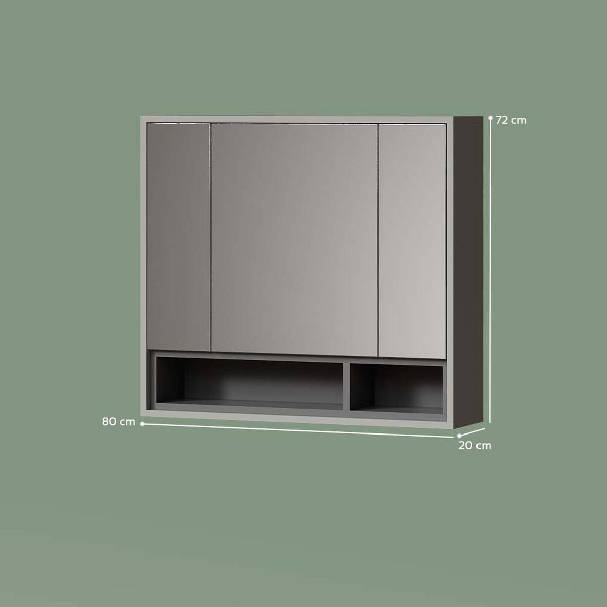 BADSPIEGELSCHRANK Temo Grau/Anthrazit 80 x 72 cm - Anthrazit/Grau, Holzwerkstoff (80/72/20cm) - Livinity®