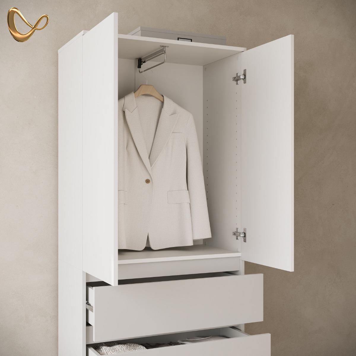 KLEIDERSCHRANK Garda Weiß mit 4 Schubladen - Weiß, Holzwerkstoff (74/191.5/40cm) - Livinity®