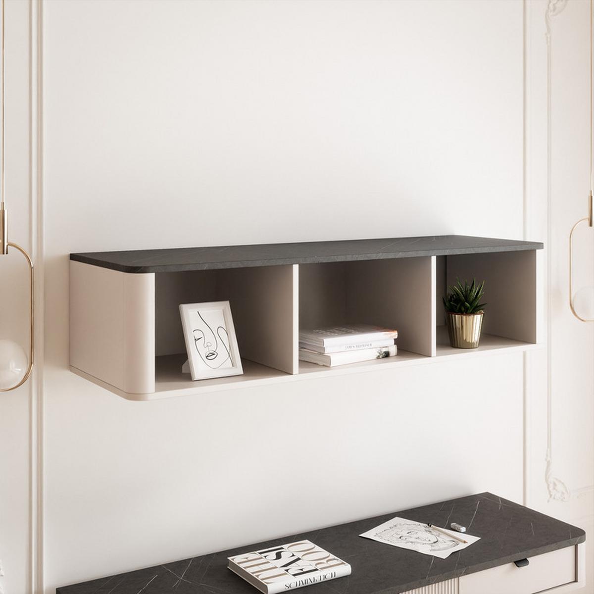HÄNGEREGAL NAVANI 127/25/30 cm Kaschmir / Grau - Grau, Holzwerkstoff/Metall (127/30/25cm) - Idohome