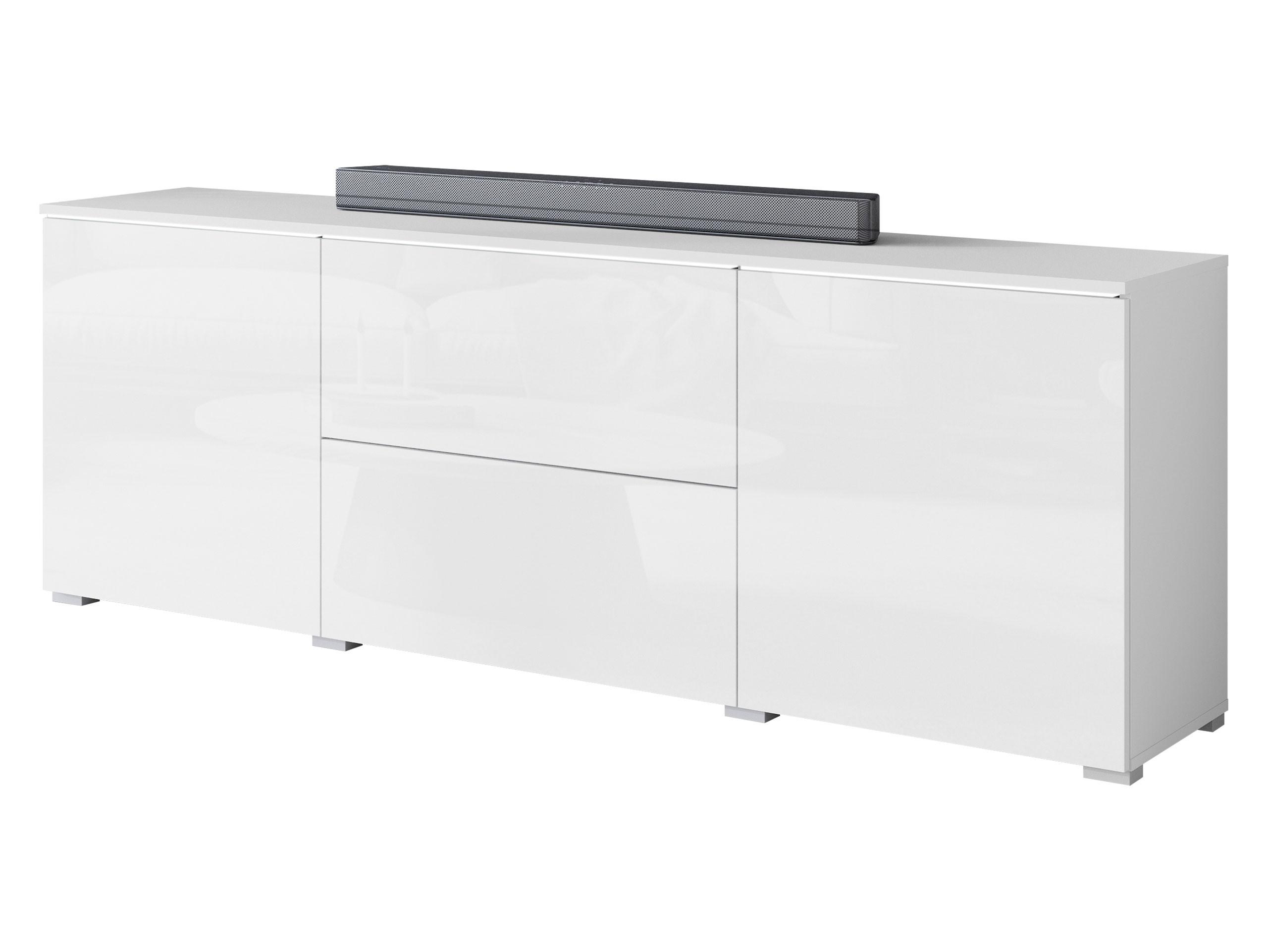 TV-LOWBOARD Vera 180 mit weißer LED Beleuchtung - Weiß Hochglanz/Silberfarben, Holzwerkstoff/Kunststoff (180/62/35cm) - MIRJAN24