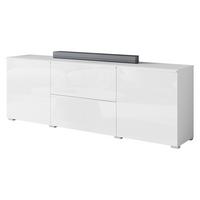 TV-LOWBOARD Vera 180 mit weißer LED Beleuchtung - Weiß Hochglanz/Silberfarben, Holzwerkstoff/Kunststoff (180/62/35cm) - MIRJAN24