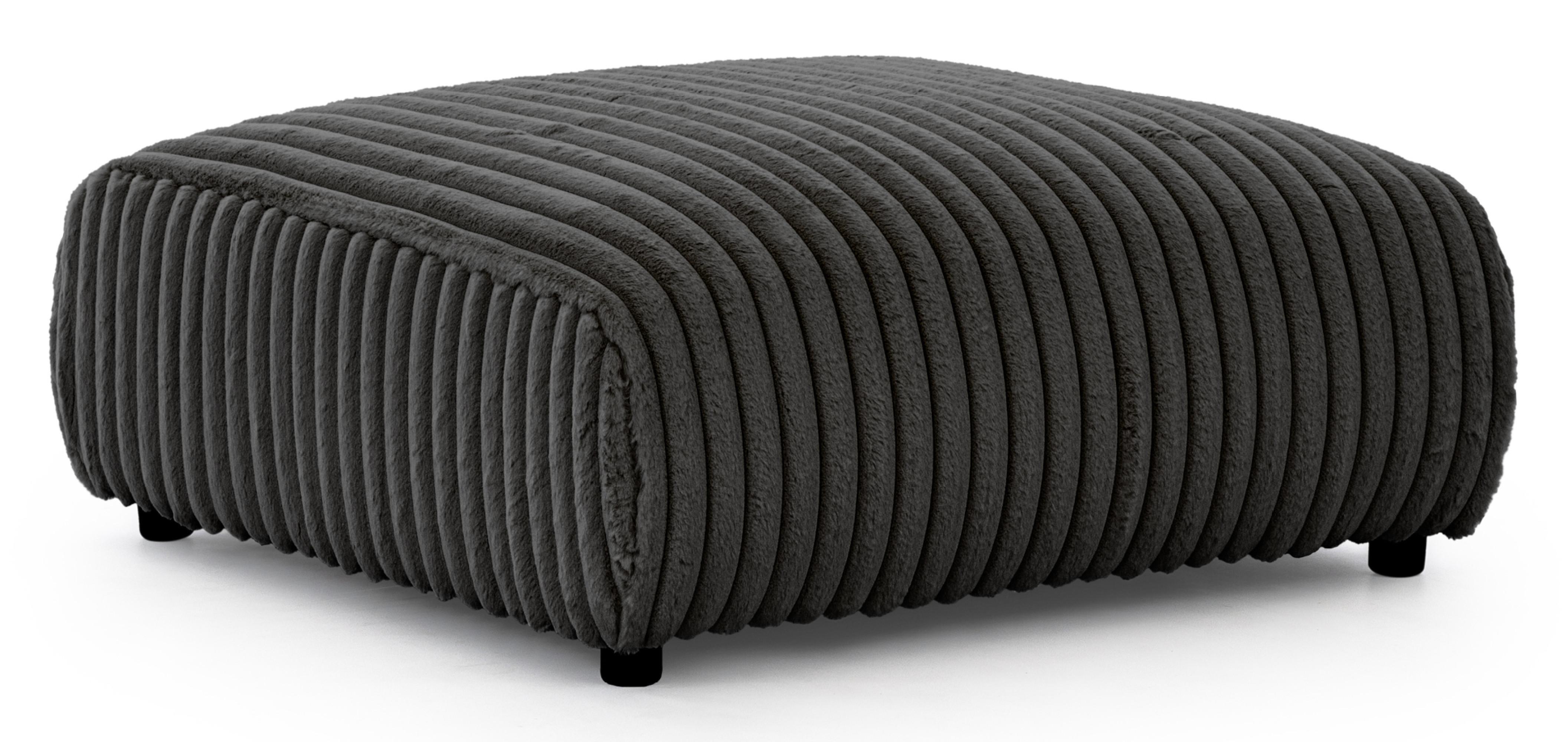 HOCKER Mollis Dunkelgrau Plüschcord - Dunkelgrau/Schwarz, Holz/Kunststoff (88/39/88cm) - S-Style Möbel