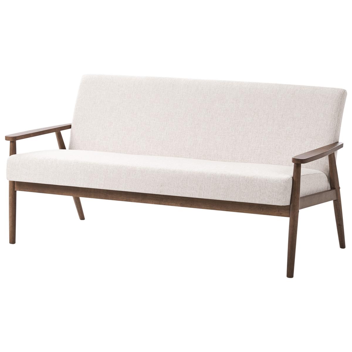 SOFA 3-Sitzer Dunkelbraun / Beige Esrum - Beige/Dunkelbraun, Holz/Textil (151/79/72cm) - Beliani