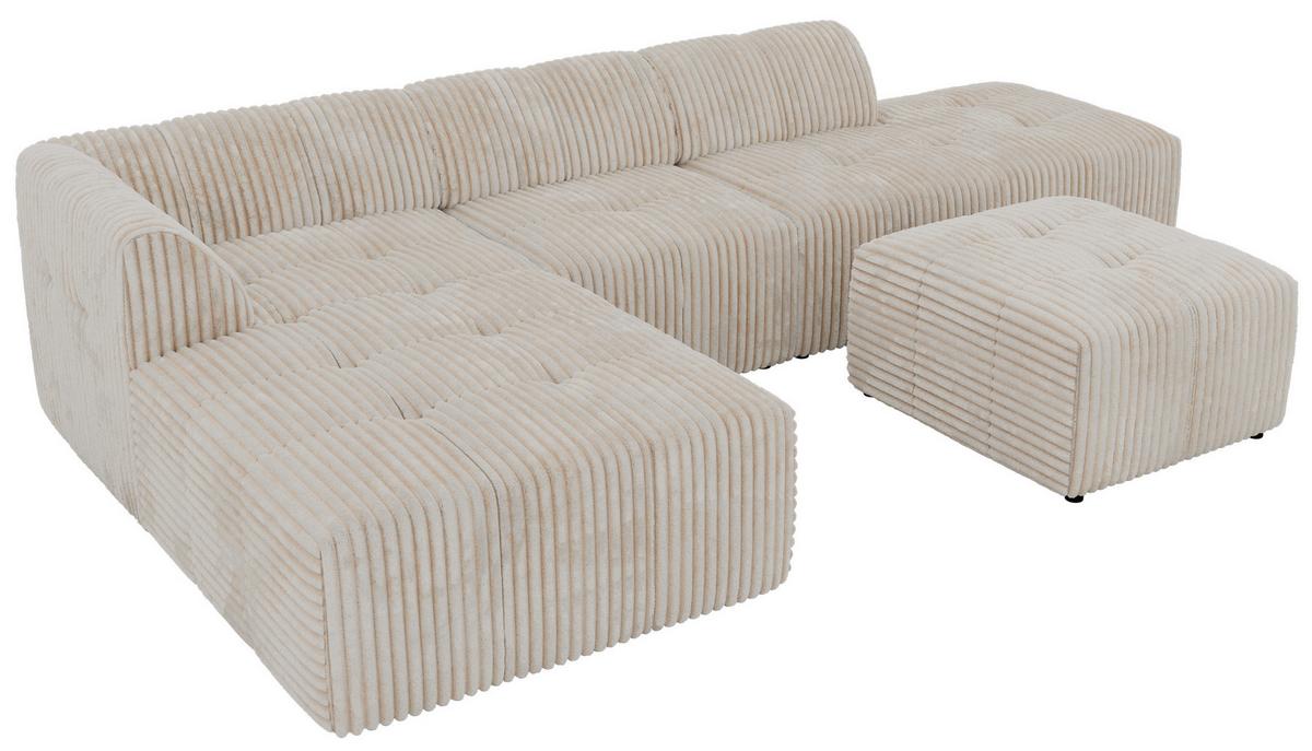 ECKSOFA GRIDA 4M L Beige Cord - Links - Beige/Creme, Kunststoff/Textil (335/176cm) - MKS