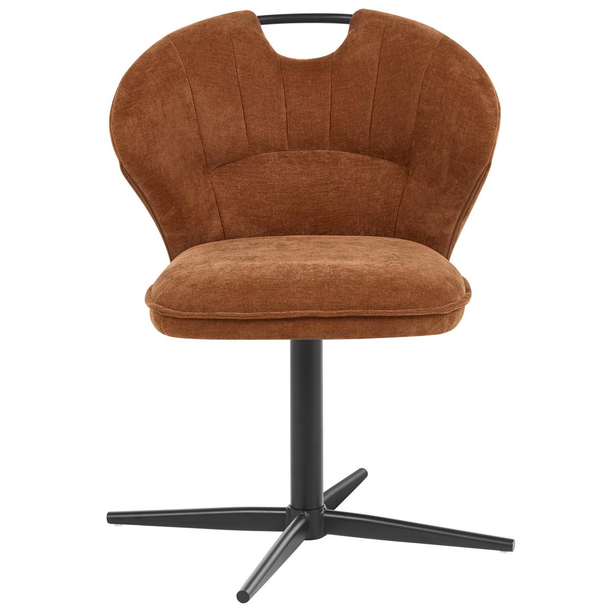 STUHL 2er-Set drehbar Chenillegewebe Goldbraun Worcester - Goldfarben, Textil/Metall (48/80/65cm) - Beliani