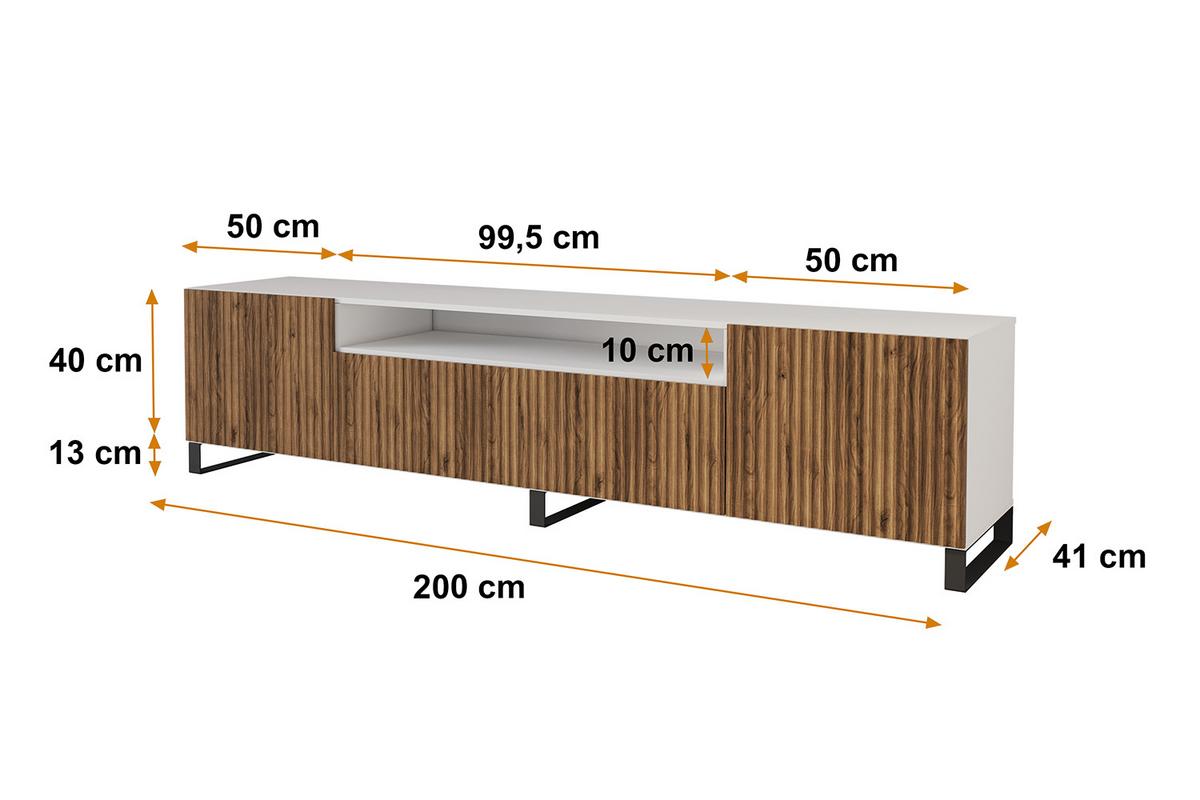 LOWBOARD NOA-2-S 200x53x41 cm - Weiß / Katania - Eiche Wotan/Schwarz, Holzwerkstoff (200/53/41cm) - ALTDECOR