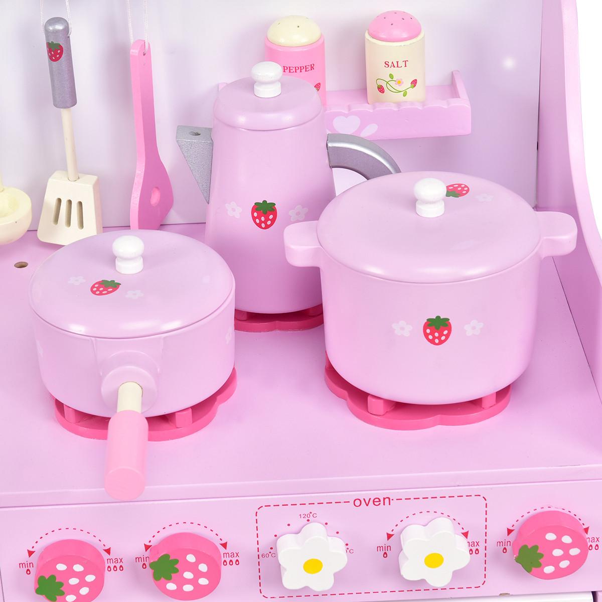 ECK-SPIELKÜCHE Pink - Pink, Holzwerkstoff (60/62/29.5cm) - COSTWAY