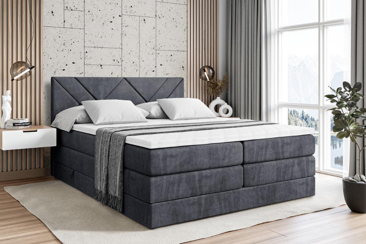 BOXSPRINGBETT BARWA KING - 140x200 - H3/H4 - Dunkelgrau - Dunkelgrau, Holzwerkstoff (140/200cm) - ALTDECOR