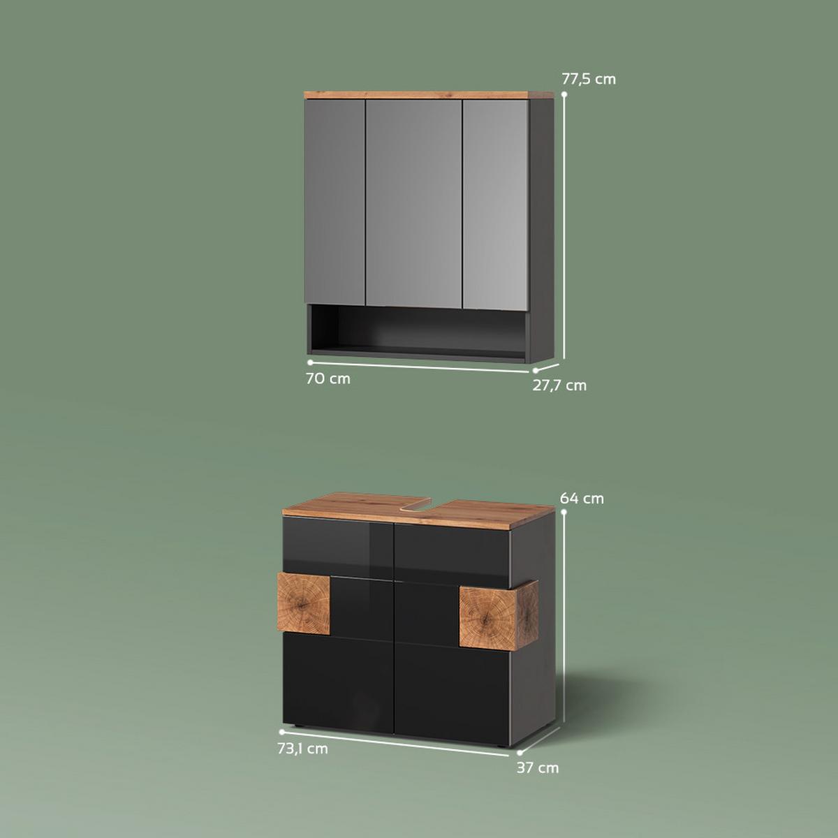 BADMÖBEL-SET Tanaro Anthrazit 2 Teile - Anthrazit, Holzwerkstoff (73/64/37cm) - Livinity®
