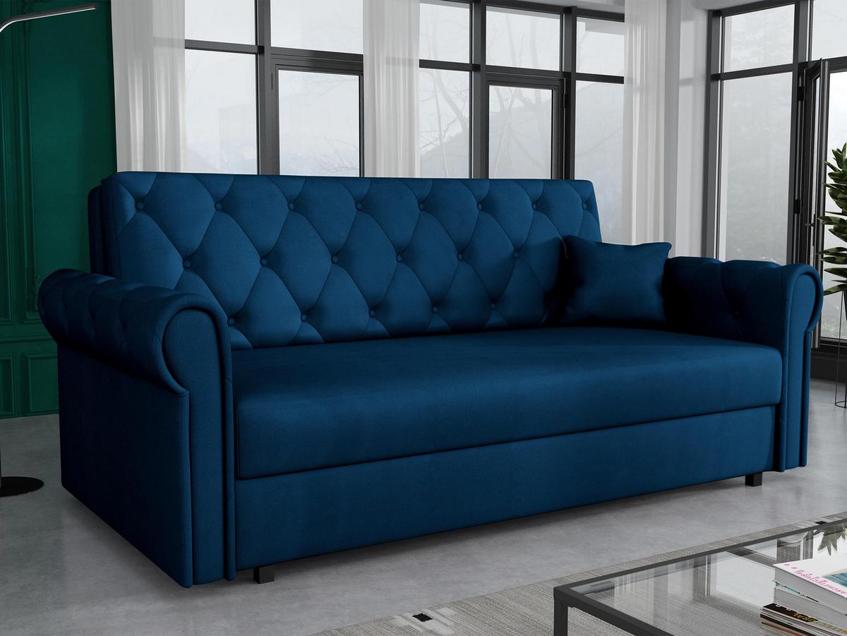 SCHLAFSOFA Viva Roma IV - Blau/Schwarz, Holz/Textil (188/85/98cm) - MIRJAN24