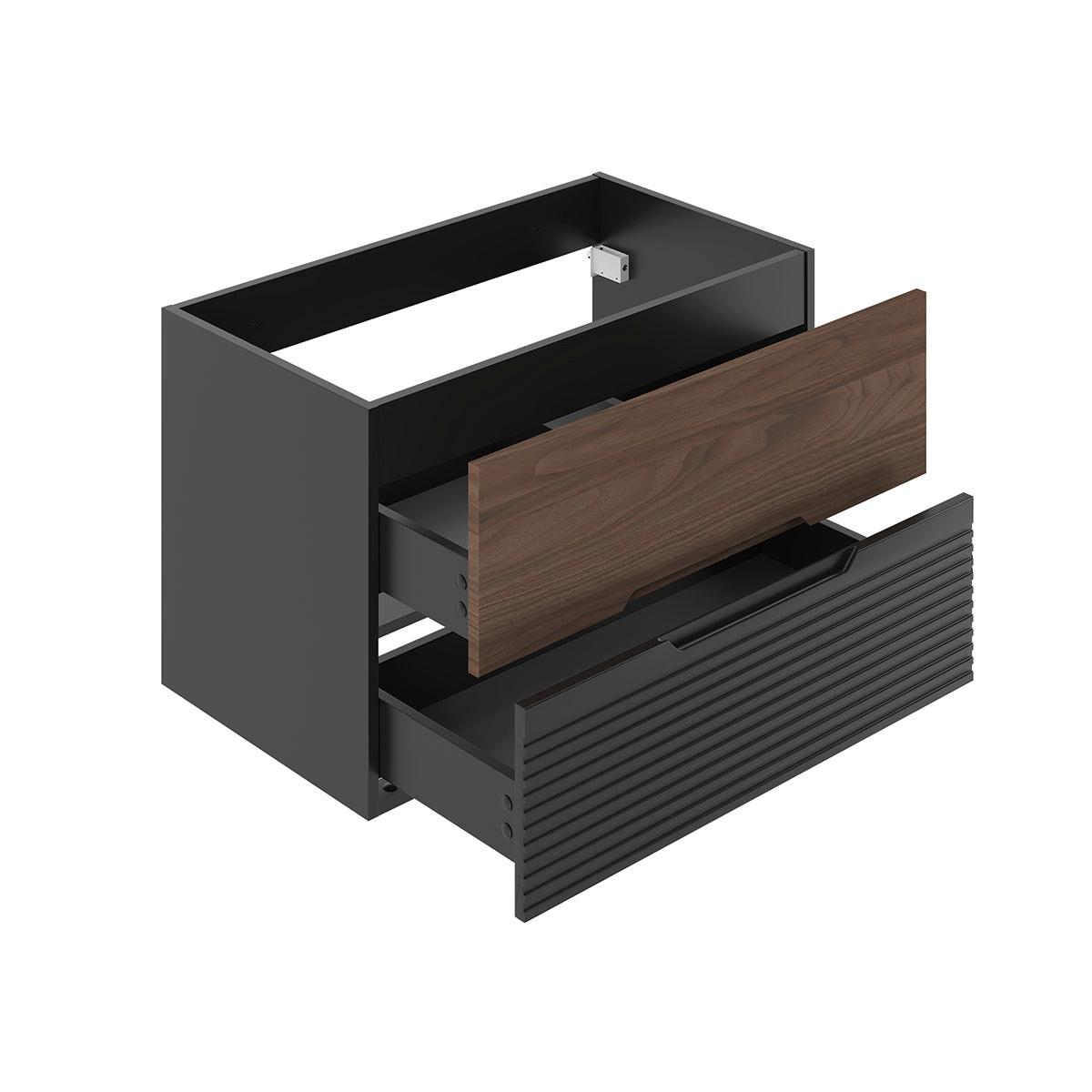 WASCHTISCH 80.6cm Sylla Schwarz und Holz - Schwarz, Holzwerkstoff (80.6/52.2/45.8cm) - Petits-meubles