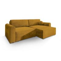 ECKSOFA FIANO M Gelb Velours-Stoff mit Schlaffunktion - Gelb/Grau, Holz/Kunststoff (245/148cm) - MASSENO