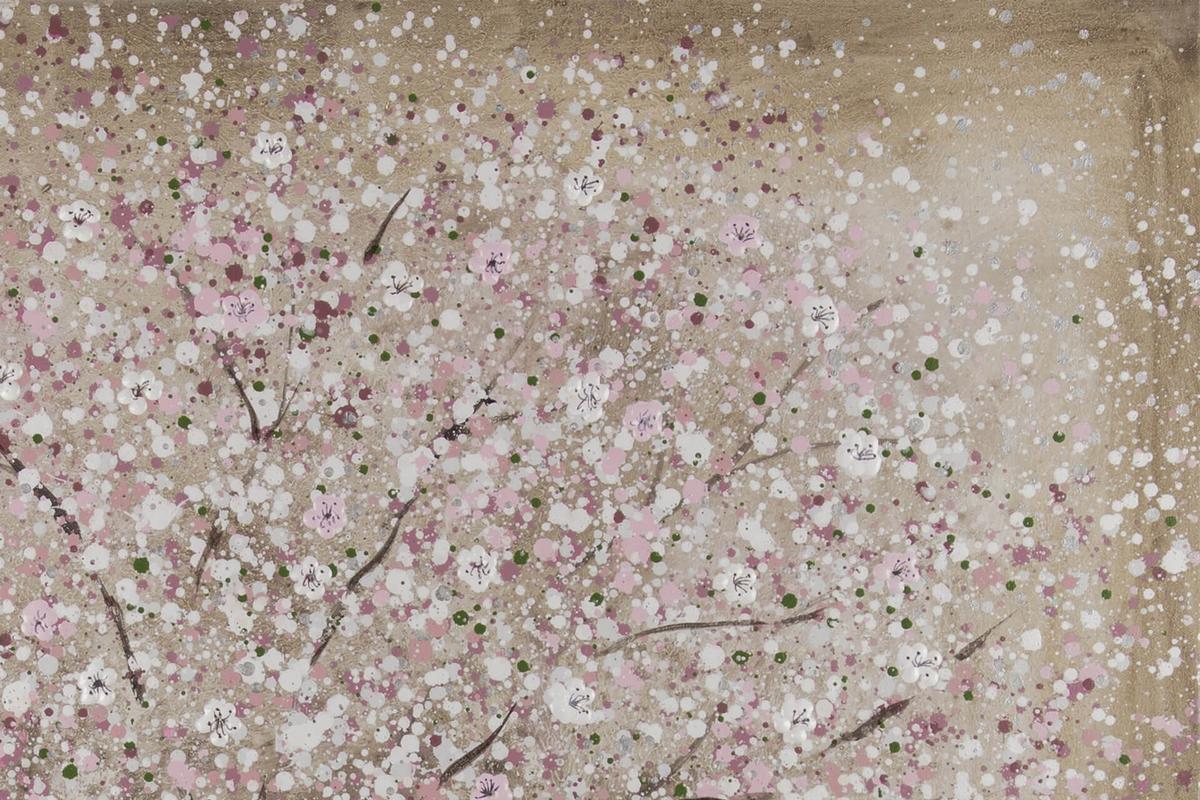 ACRYLBILD HANDGEMALT 80/80 cm - Pink/Braun, Holz/Textil (80/80cm) - KUNSTLOFT