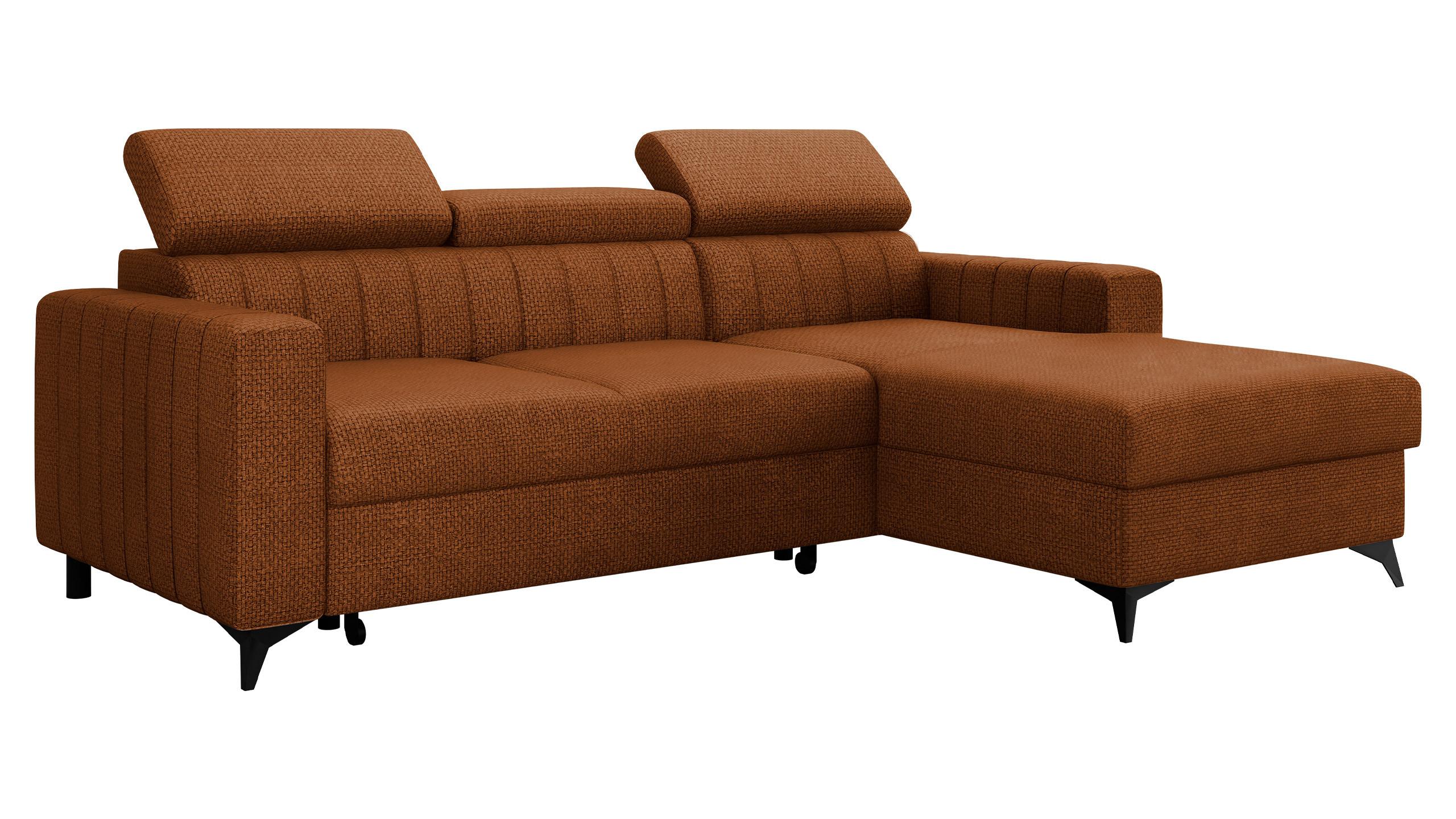 ECKSOFA Milano, Seite: Rechts 2R+LC - Schwarz/Bronzefarben, Holz/Textil (236/172cm) - MIRJAN24