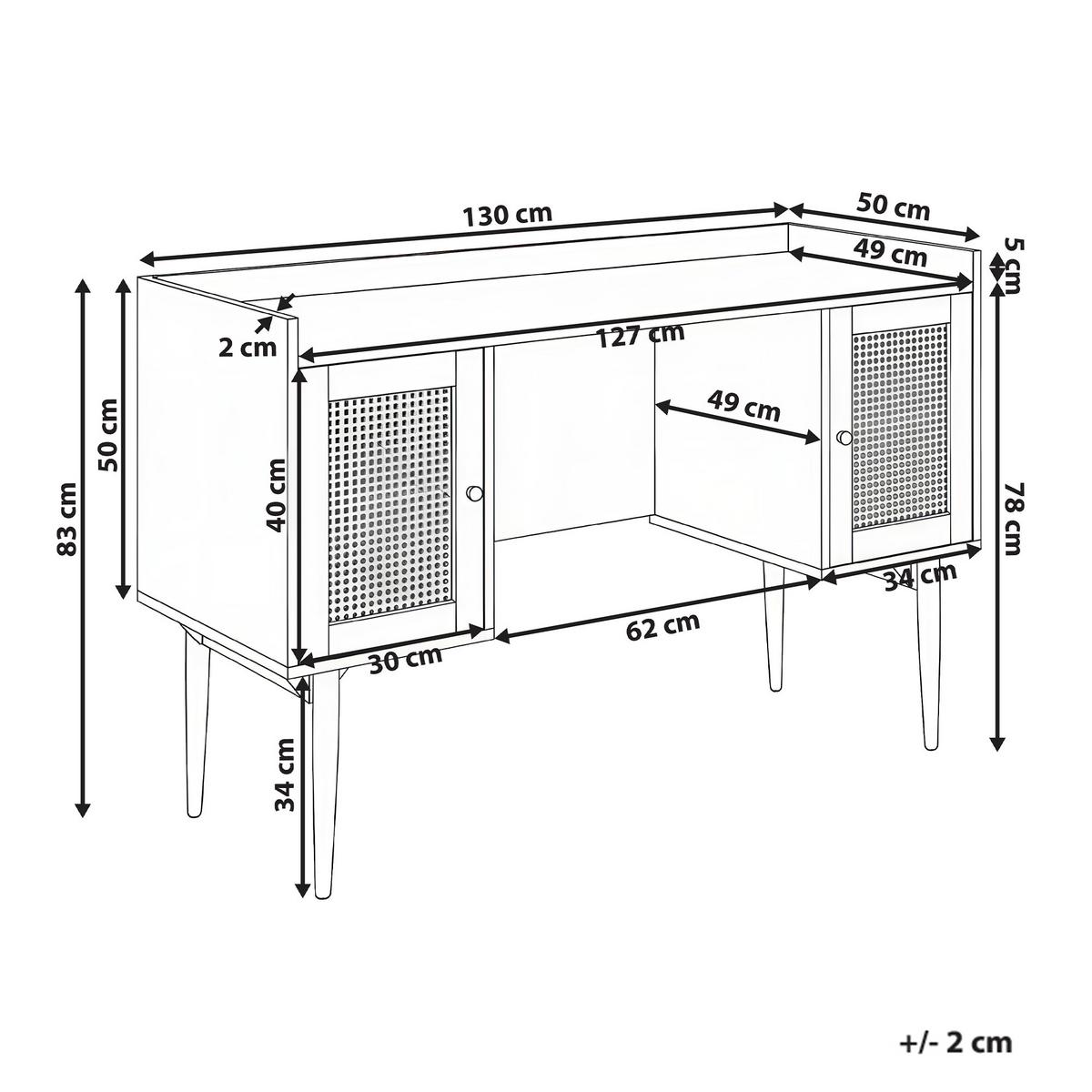 SCHREIBTISCH 130/50 cm Hellbraun Ratana - Hellbraun/Braun, Holzwerkstoff/Metall (50/130/83cm) - Beliani