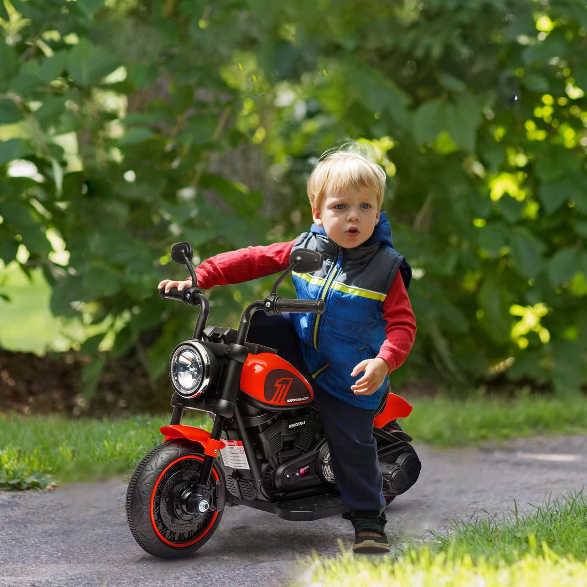 KINDER Elektro-Motorrad Kindermotorrad 6V Kinderfahrzeug für 1,5-3 Jahre Rot - Rot/Schwarz, Kunststoff/Metall (76/42/57cm) - HOMCOM