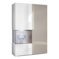 VITRINE Morena Tür und Einsatz in Sandgrau Hochglanz - Sandfarben, Holzwerkstoff (91.5/136.5/37cm) - Vladon