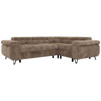 ECKSOFA ORSO L Braun Cord - Rechts Seite - Schwarz/Braun, Textil/Metall (268/197cm) - MKS