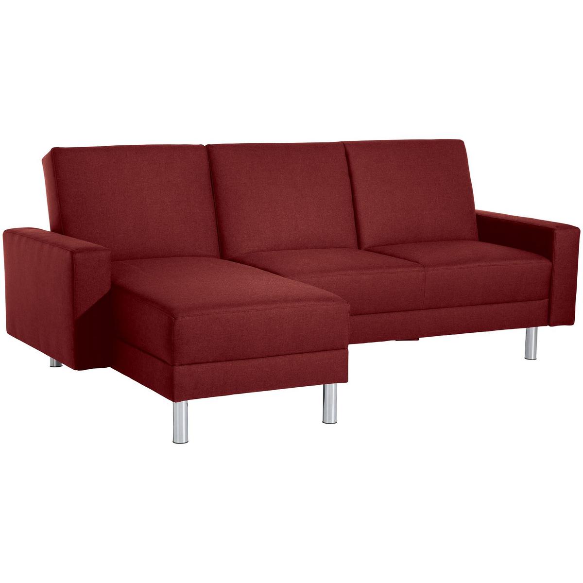 FUNKTIONSSOFA mit Hocker Katryna Flachgewebe rot - Rot, Kunststoff (144/92/230cm) - 58aufmkessel