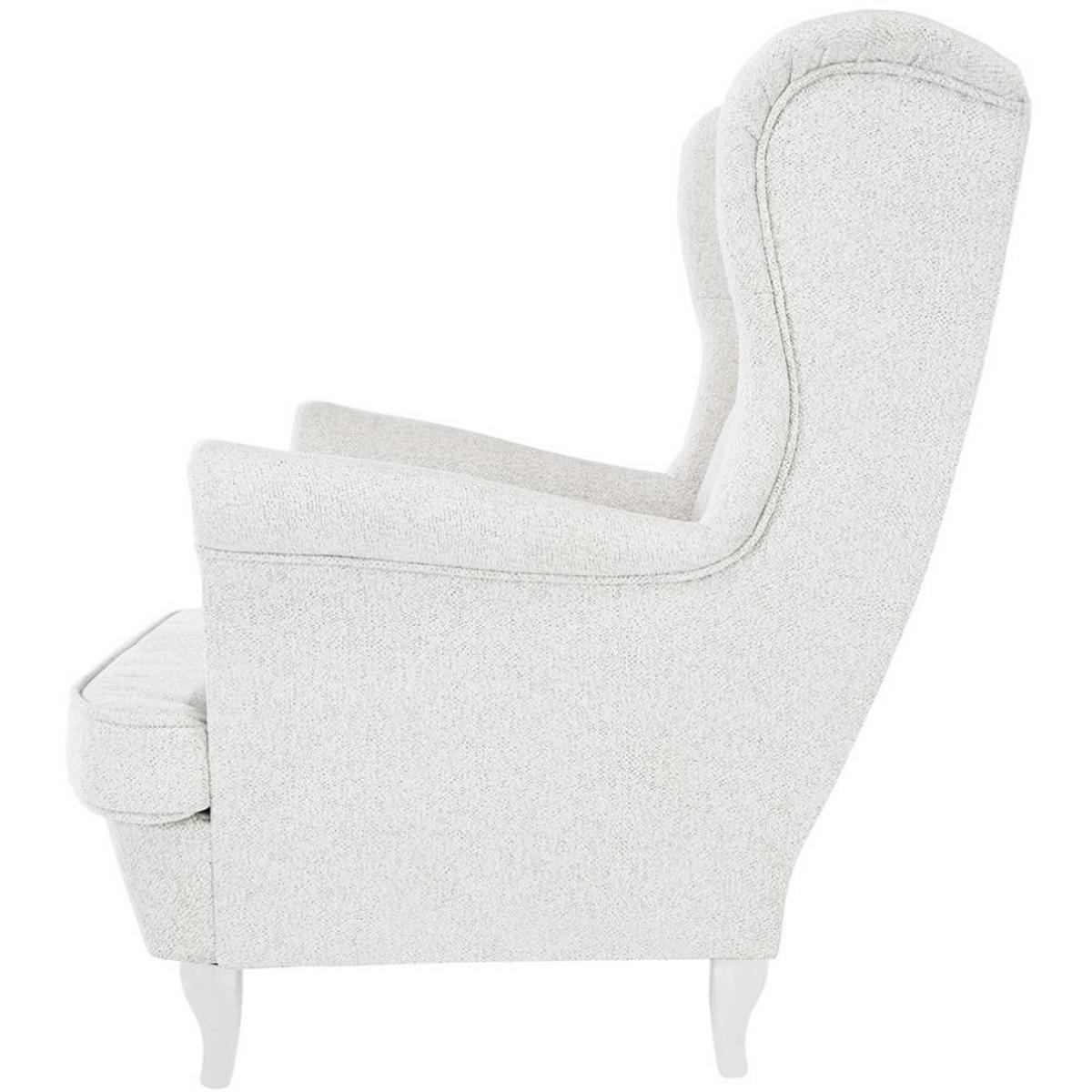 CHESTERFIELD-SESSEL Falco beige mit Weiß Holzbeinen - Beige/Weiß, Holz/Textil (82/102/92cm) - Beautysofa
