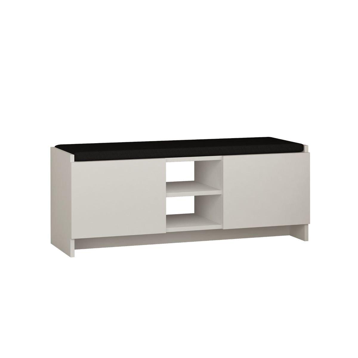 SCHUHBANK mit 2 Türen und 2 Nischen L110 cm - Zulla - Weiß, Holzwerkstoff (110/43/37cm) - Calicosy