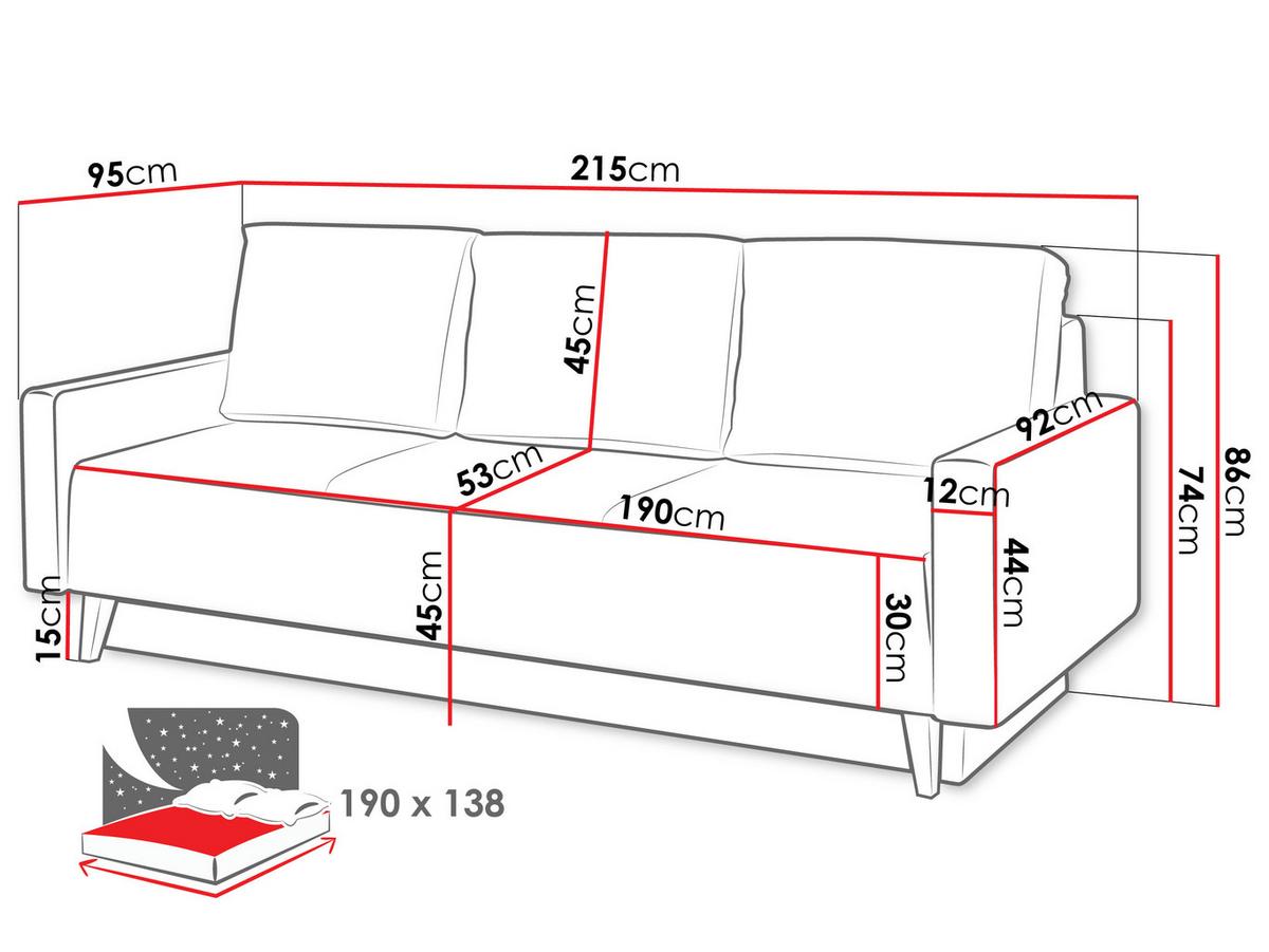 SCHLAFSOFA Oviedo - Schwarz, Holz/Kunststoff (215/86/95cm) - MIRJAN24