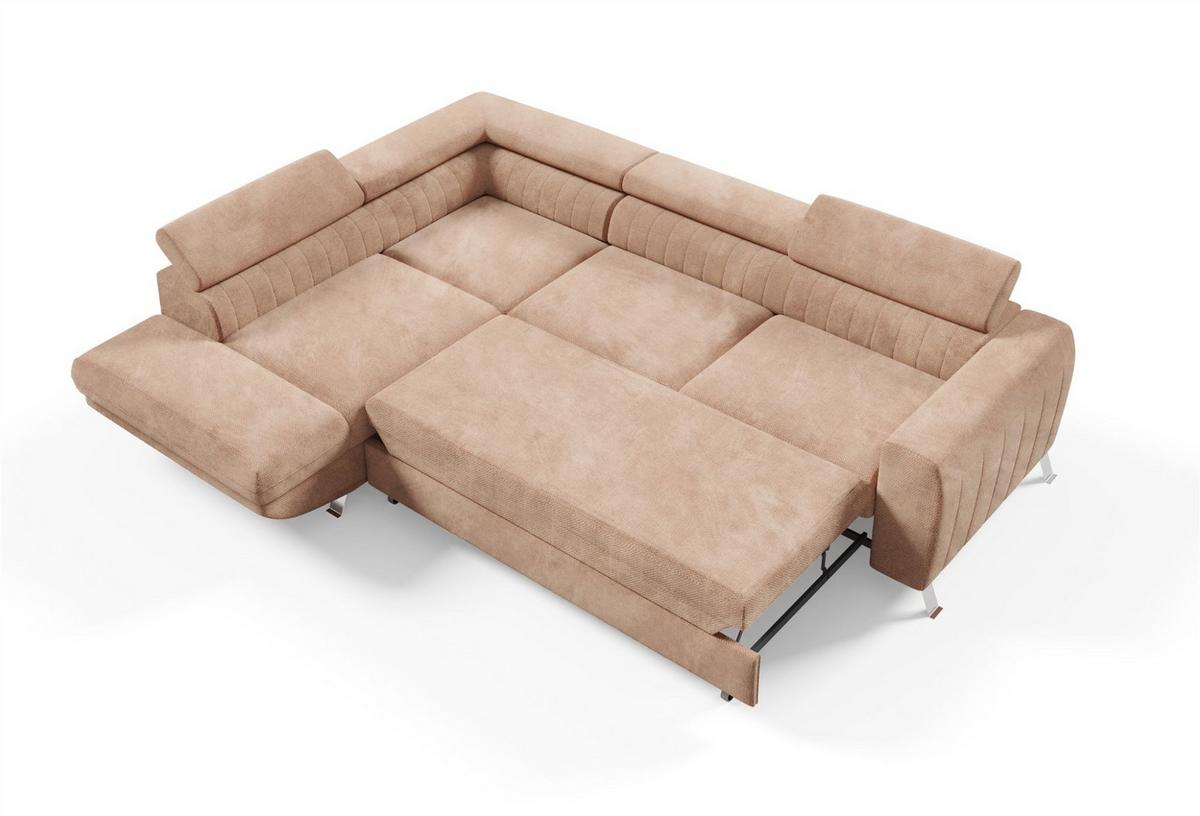 ECKSOFA Marios Mit Schlaffunktion - Beige, Holzwerkstoff/Textil (260/202cm) - Fun Möbel