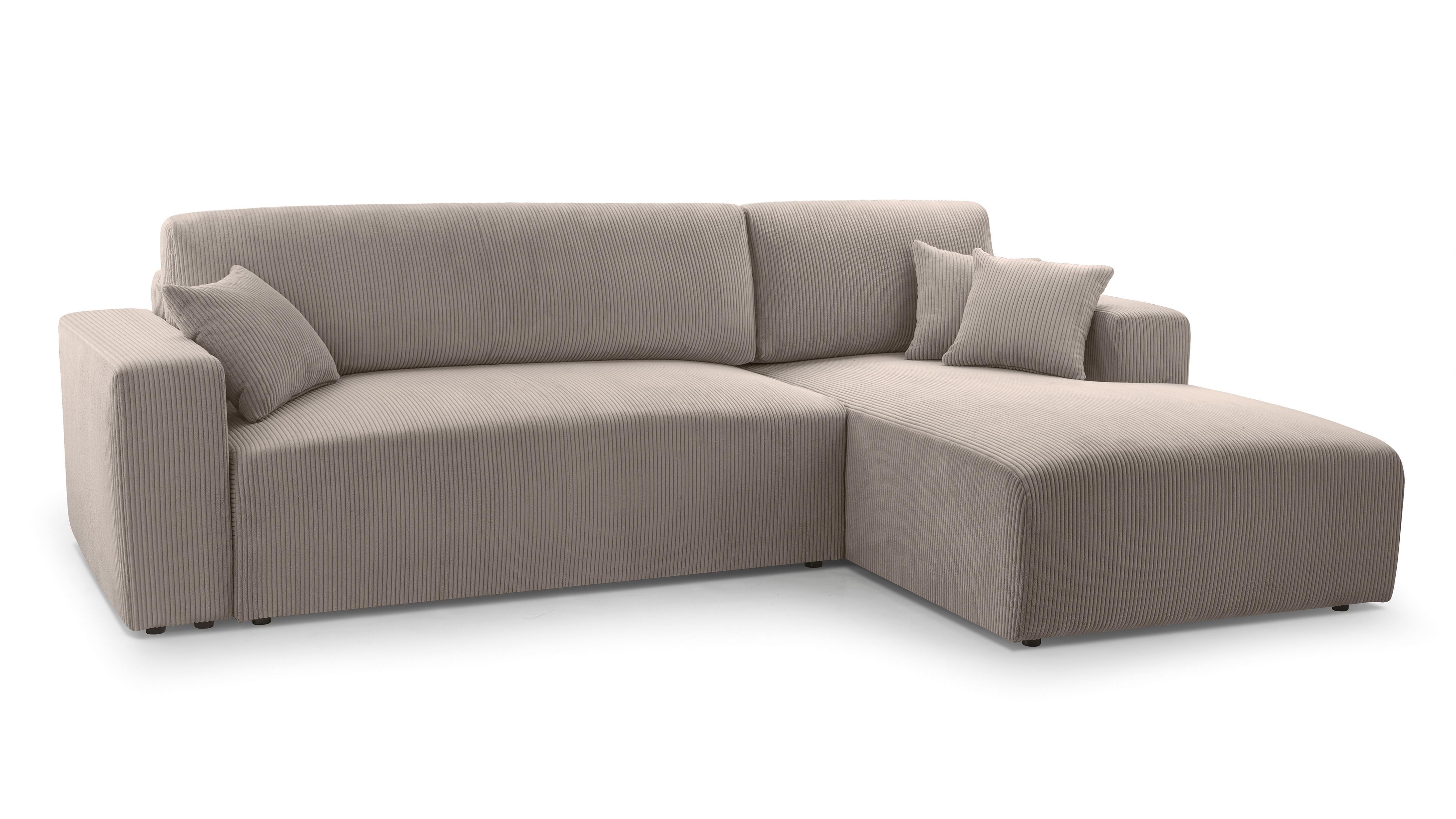 ECKSOFA L Form Catea Beige 279/145/84 cm Rechts mit Schlaffunktion - Beige/Schwarz, Kunststoff/Textil (279/145cm) - AX Living