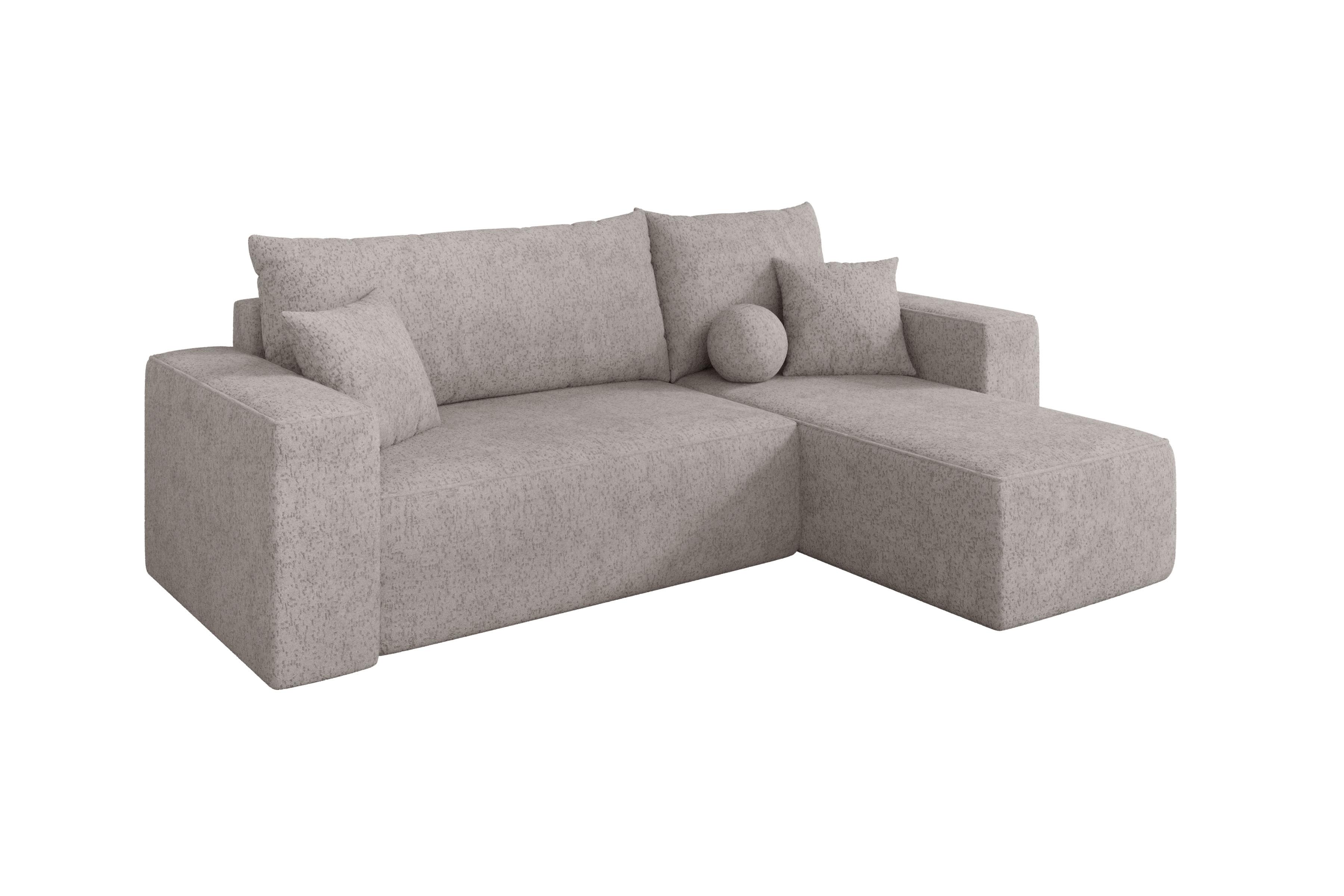 ECKSOFA mit Schlaffunktion Ottomane Rechts SENO-L 249x139x85 Hellgrau Velours - Hellgrau/Schwarz, Holzwerkstoff/Kunststoff (249/139cm) - ALTDECOR