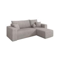 ECKSOFA mit Schlaffunktion Ottomane Rechts SENO-L 249x139x85 Hellgrau Velours - Hellgrau/Schwarz, Holzwerkstoff/Kunststoff (249/139cm) - ALTDECOR