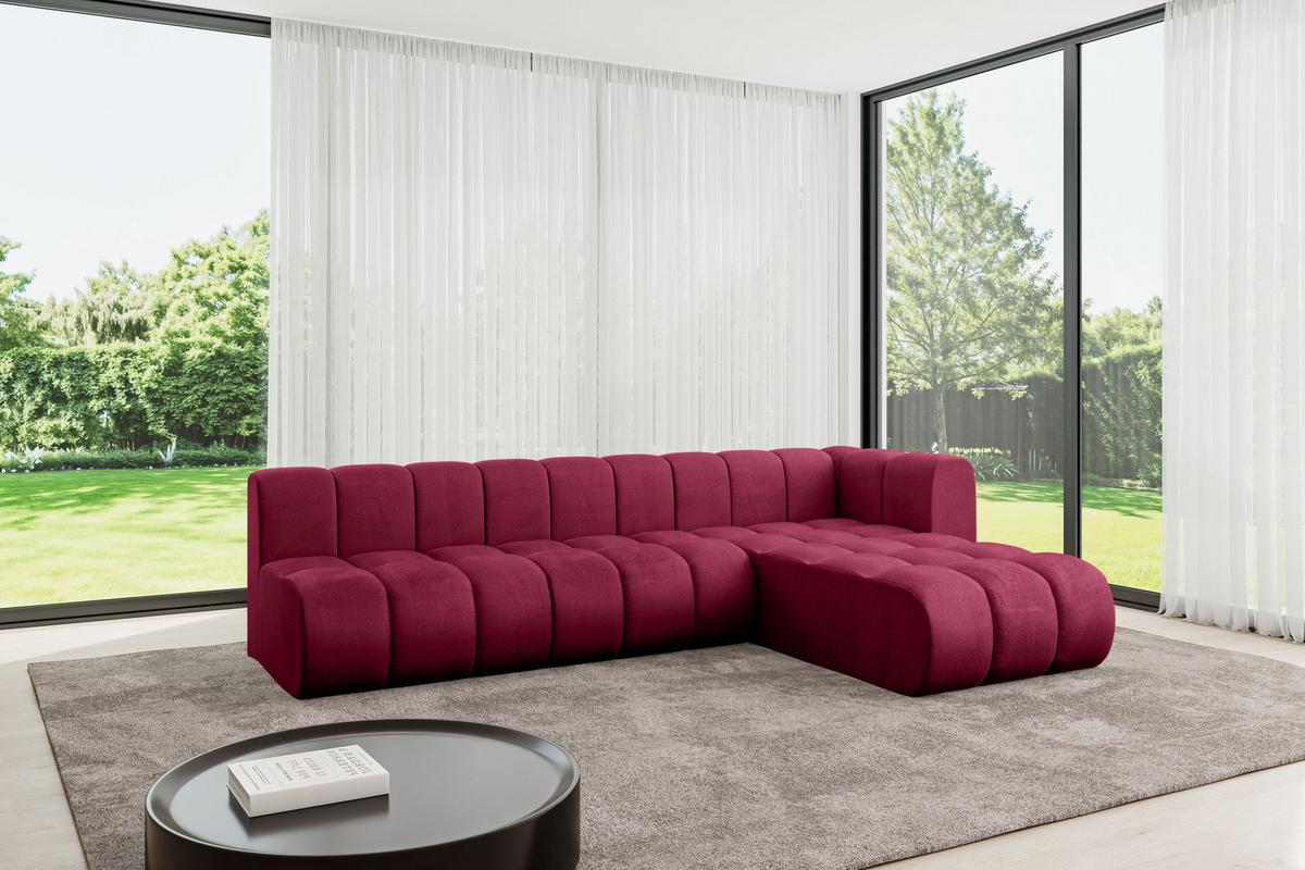 ECKSOFA modulares Sofa Darnel-L2 - 296x177x70 cm Bordeauxrot - Bordeaux, Holzwerkstoff/Textil (296/177cm) - ALTDECOR