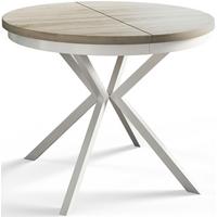 RUNDER Esszimmertisch BERGO, ausziehbarer Tisch Durchmesser: 90 cm/170 cm, Wohnzimmertisch Farbe: Beige, mit Metallbeinen in Farbe Weiß - Weiß/Sonoma Eiche, Holzwerkstoff (90/90/76cm) - Alpi-Möbel