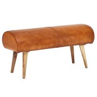 SITZBANK – Echtleder/Holz, 100x53x40 cm, Springbock - Braun, Leder/Holz (100/53/40cm) - KADIMA DESIGN