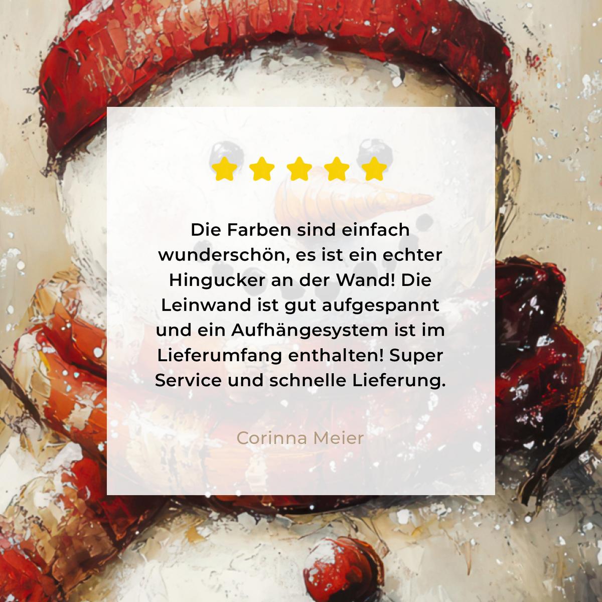 LEINWANDBILD Schneemann - Winter - Schnee - Beige Deko Groß 90x90 cm - Weiß, Textil (90/90cm) - MuchoWow