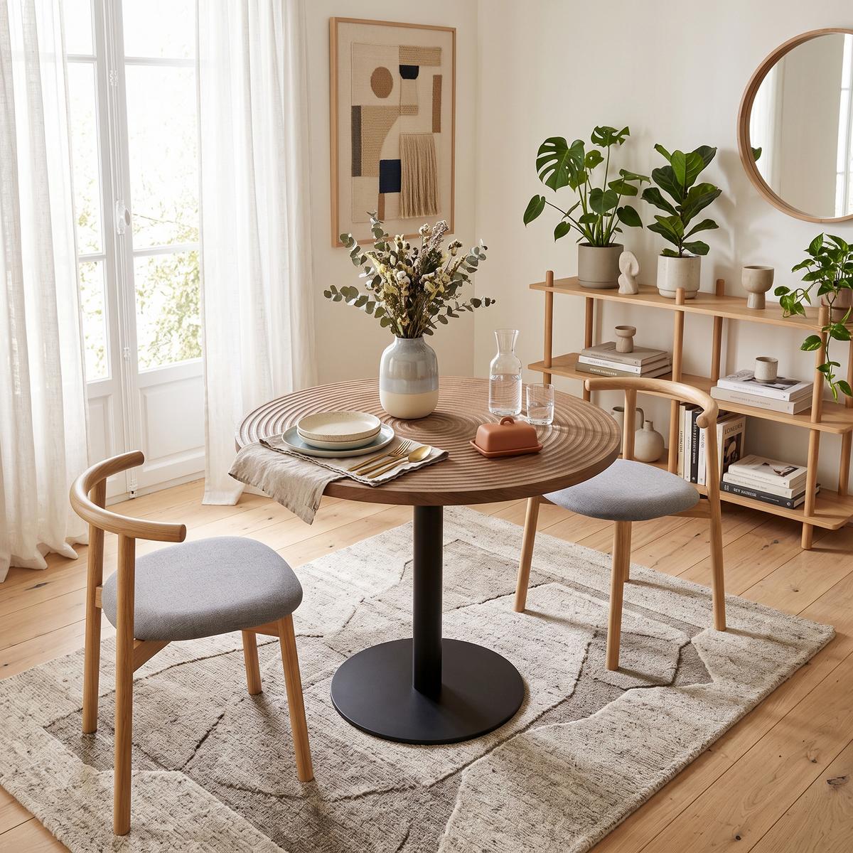 ESSTISCH Rund 80cm Holzoptik Tulpen-Design Moderner Beistelltisch - Naturfarben, Holzwerkstoff/Metall (80/80/76cm) - Urban Meuble