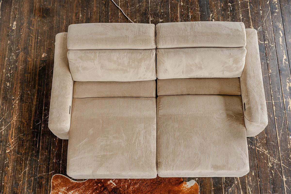 SOFA KIANA Beige Cord Relaxfunktion - Beige/Schwarz, Kunststoff/Textil (227/80/110cm) - KAWOLA