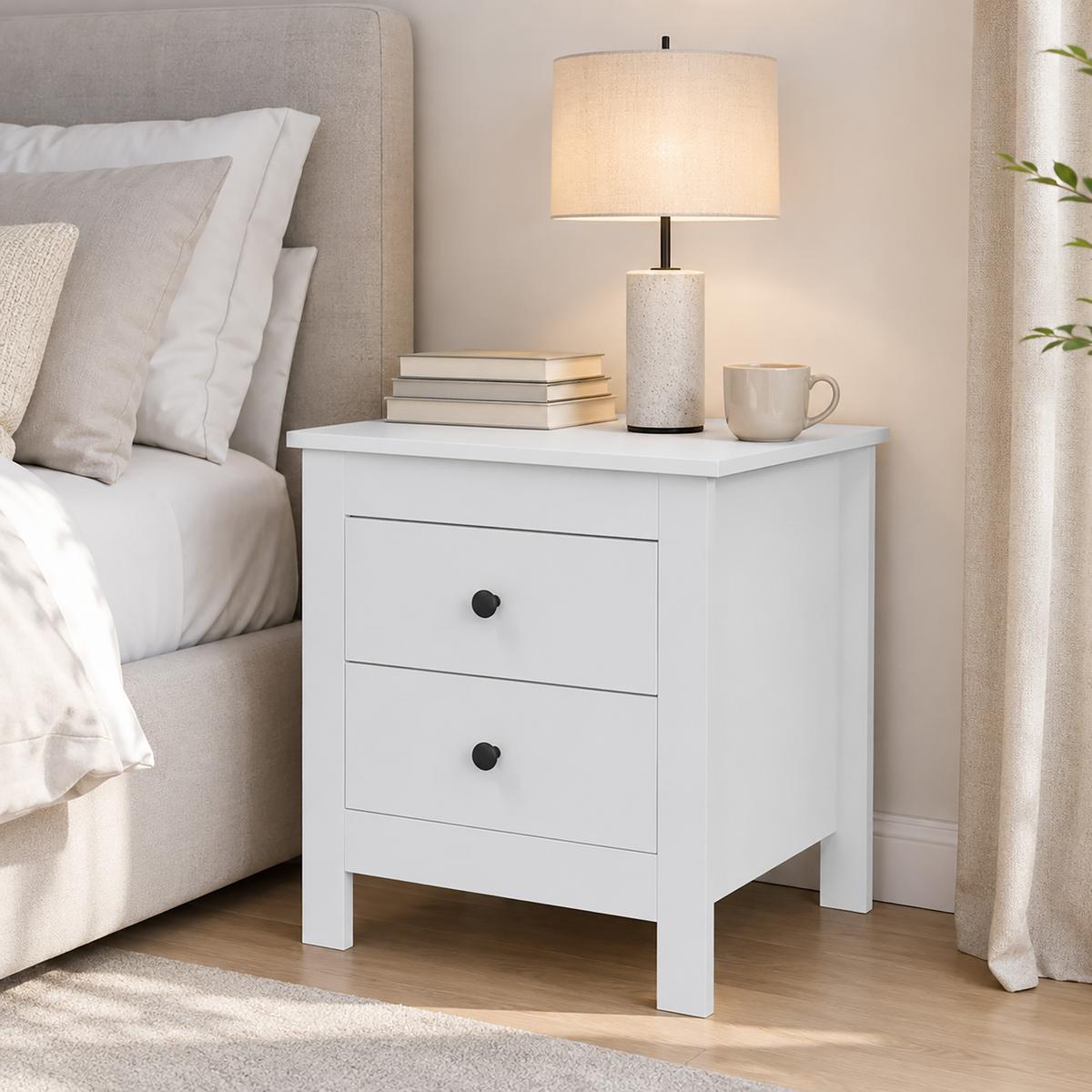 NACHTTISCH MDF Metall Weiß - Weiß/Nickelfarben, Holzwerkstoff/Kunststoff (39.5/51/48cm) - HOMCOM