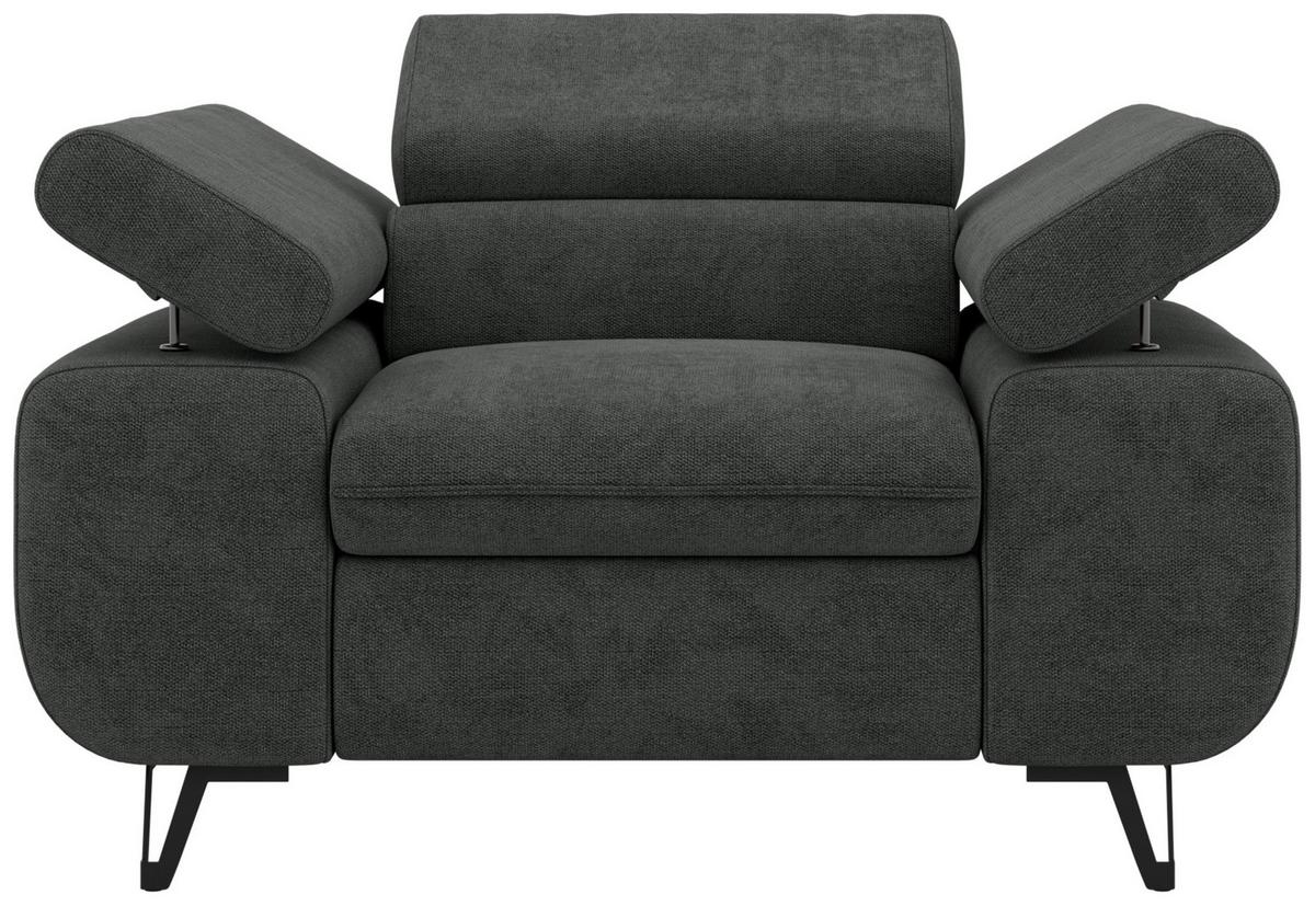 SESSEL PETER 1 - Dunkelgrau Stukture - Dunkelgrau/Anthrazit, Textil/Metall (126/76/99cm) - MKS