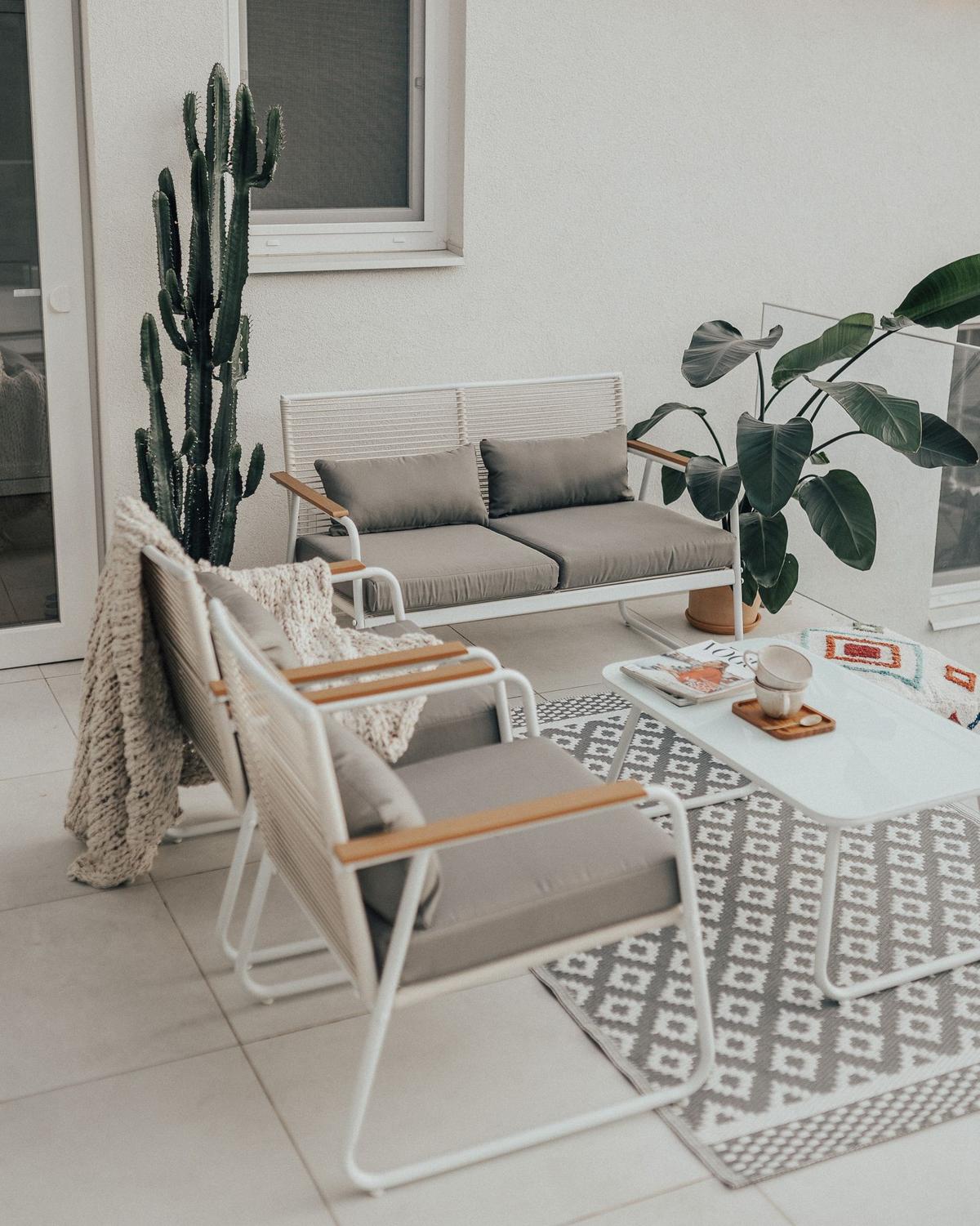 LOUNGE SET 4-Sitzer Metal weiß Pomonte - Weiß/Grau, Metall - Beliani